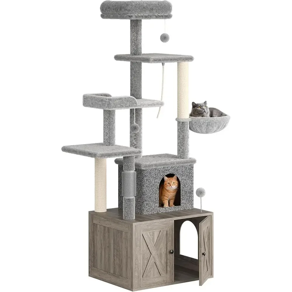 Cat Scratching Post - Grote multi-level kattenhuis met kattenbak, condo,
