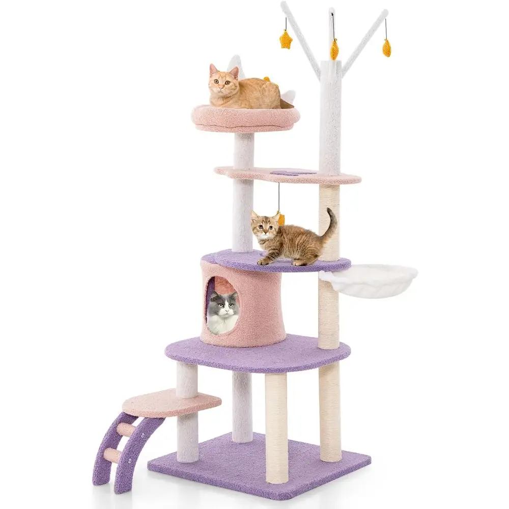 Cat Scratching Post - 62-inch multi-level kattentoren met condo, krabpalen,