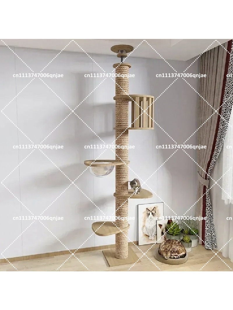 Cat Scratching Post - Houten kattenboomhuis voor binnen, meerlaagse klimtoren