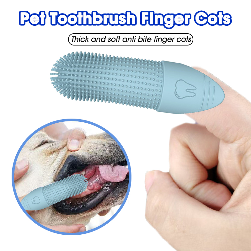 Dog Muzzle Silicone - Voedselveilige honden- en kattenvinger-tandenborstelset, zacht siliconen,