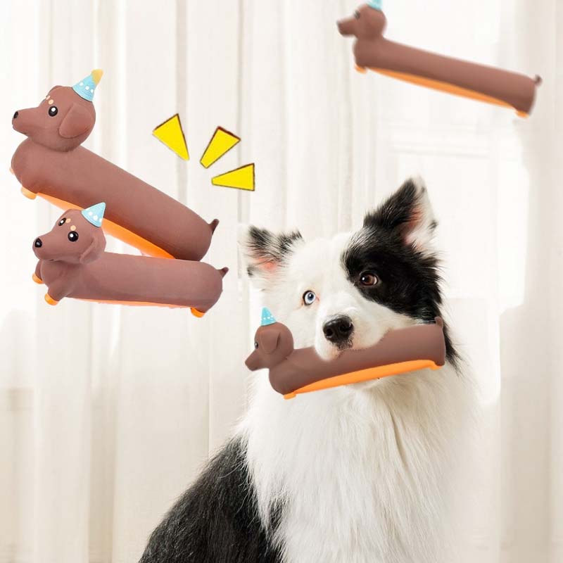 Dog Muzzle Silicone - Hond Kauwen Speelgoed Gesimuleerde Teckel Piepend