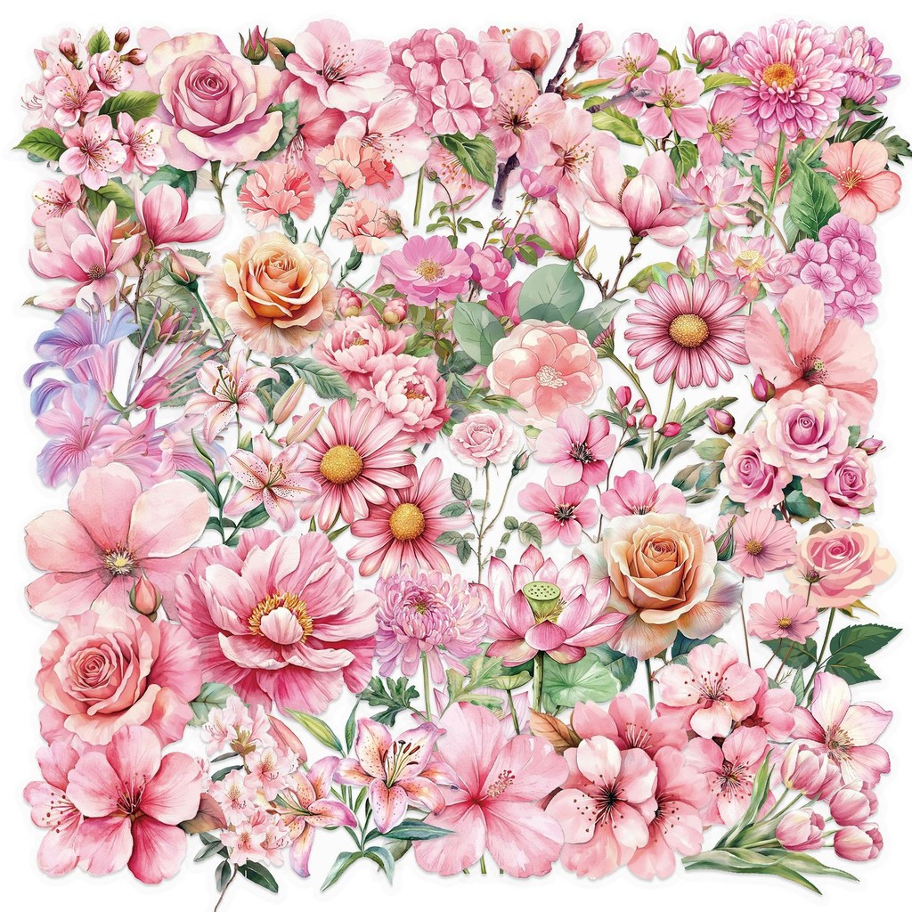 Pet Supplies In Store - 50 STKS Transparant Cartoon Roze Bloem