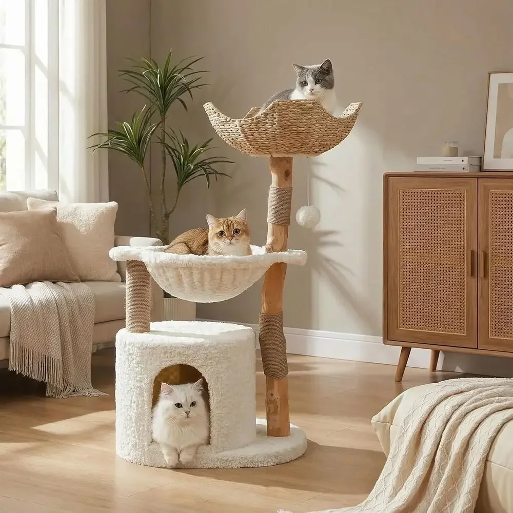 Cat Scratching Post - Grote, knusse kattenboom met echte takken,