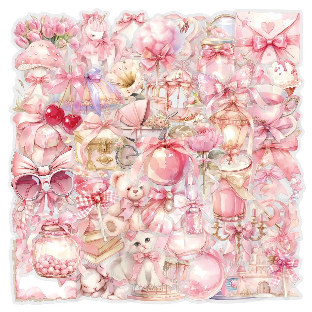 Pet Supplies In Store - 60 stuks roze Coquette-stickerpakket - waterdichte