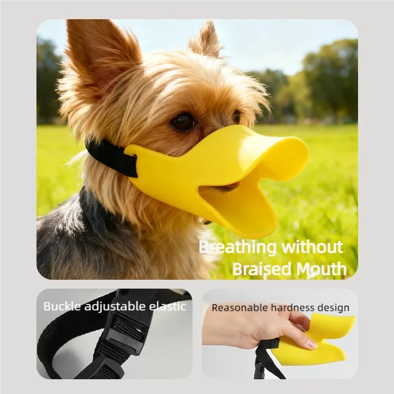 Dog Muzzle Silicone - Ademende eendvormige hondenmuilkorf, verstelbaar siliconen anti-bijtmasker,