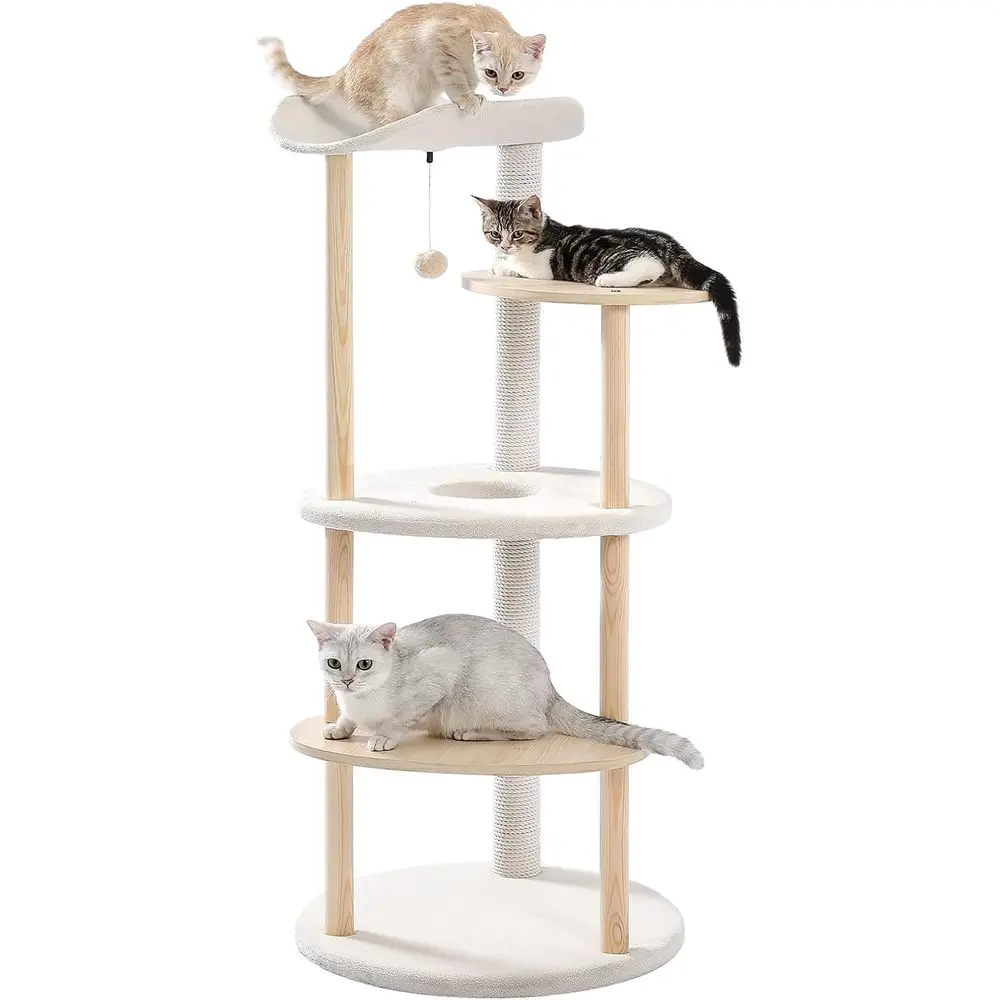 5-laags beige binnenkattenboom - Cat Scratching Post recensie en prijs