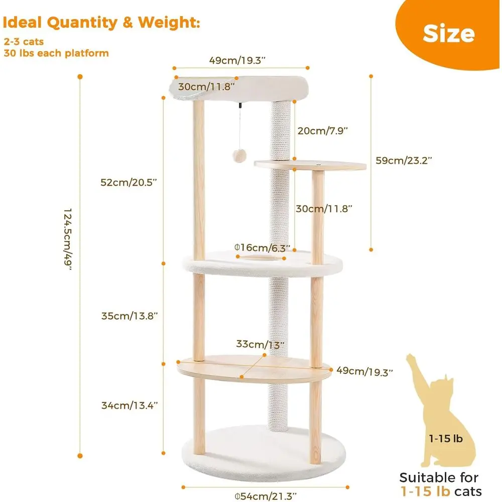 5-laags beige binnenkattenboom - Cat Scratching Post recensie en prijs