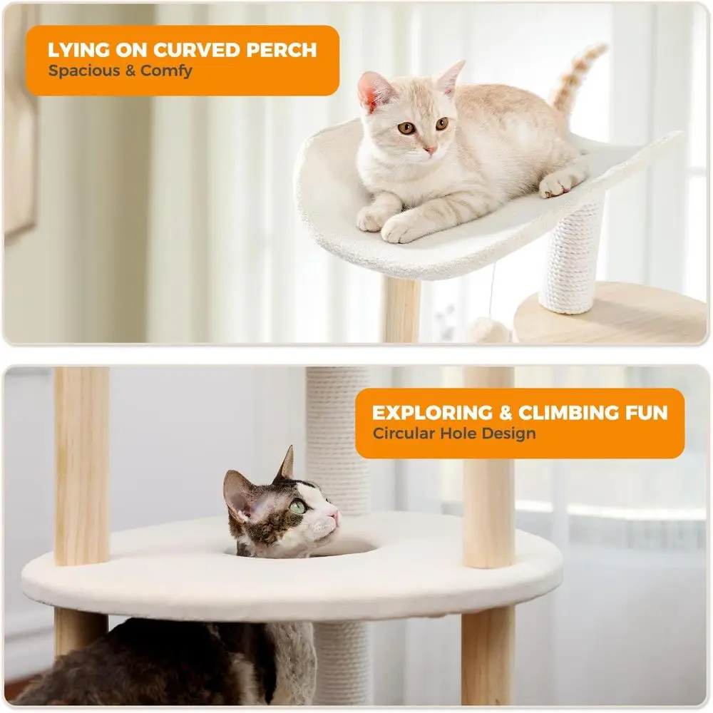 5-laags beige binnenkattenboom - Cat Scratching Post recensie en prijs