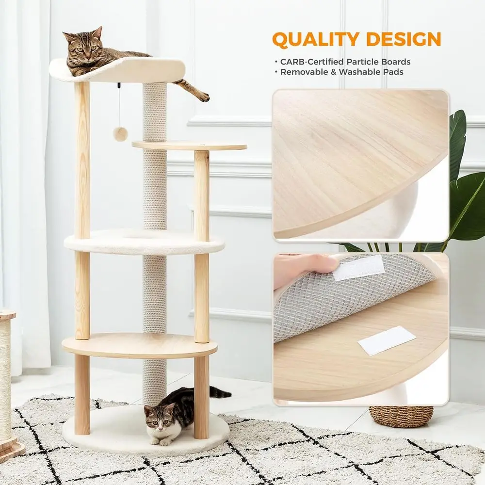 5-laags beige binnenkattenboom - Cat Scratching Post recensie en prijs
